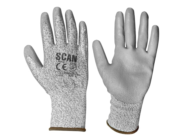 Scan Grey PU Coated Cut 3 Gloves - XL (Size 10)