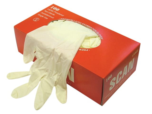 Scan Latex Examination Gloves - Large (Box 100)