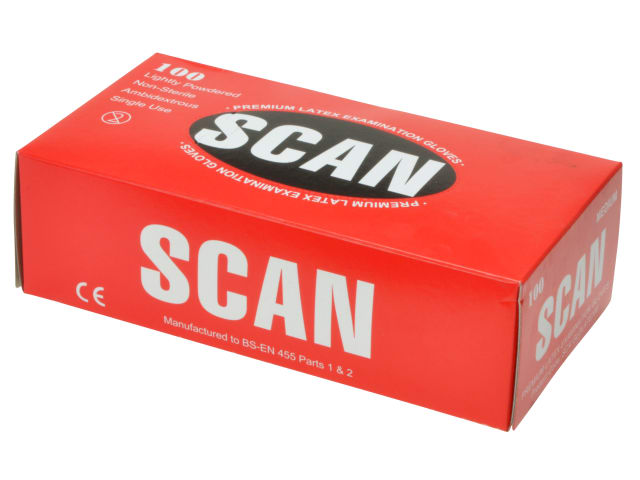 Scan Latex Examination Gloves - Medium (Box 100)