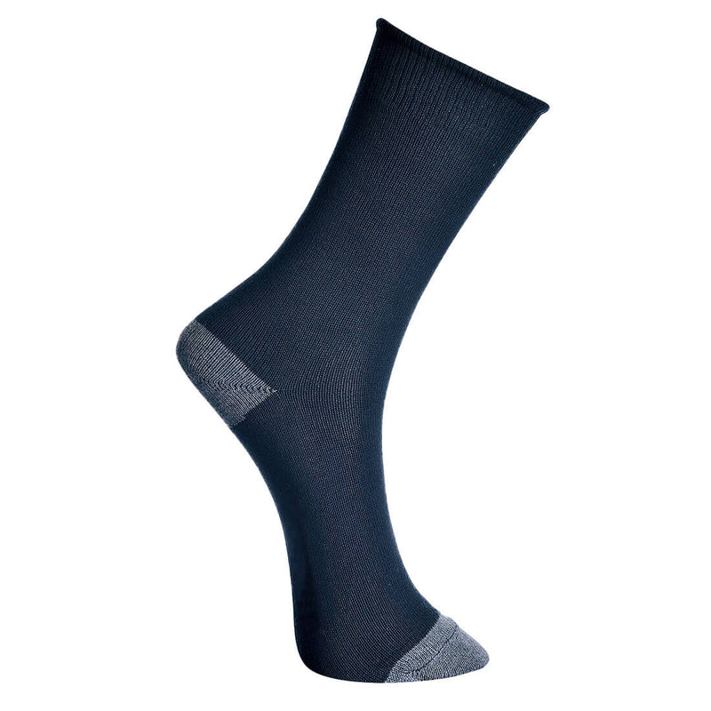 Black Modaflame sock with flame-resistant properties for hazardous work environments.