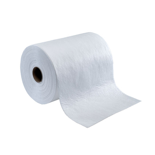 A large, perforated roll of white Portwest oil-only absorbent material (SM45).