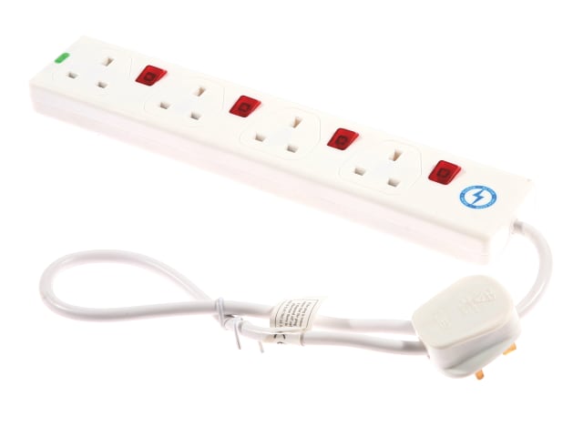 SMJ Surge Extension Lead 240V 4-Way 13A Surge Protection Switched 0.75m