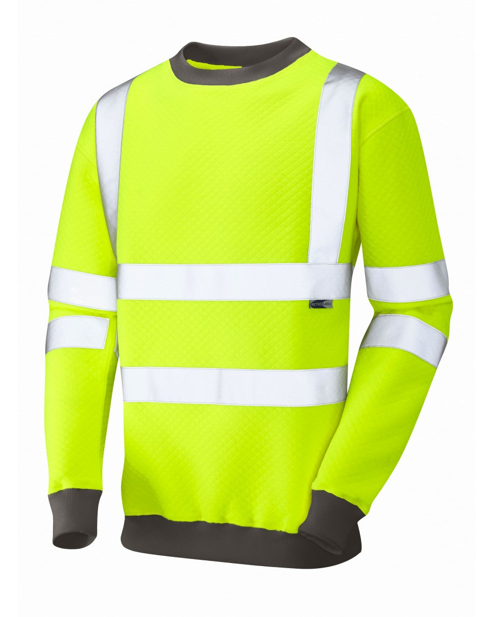Leo Workwear Winkleigh Iso 20471 Cl 3 Crew Neck Sweatshirt - HV Yellow