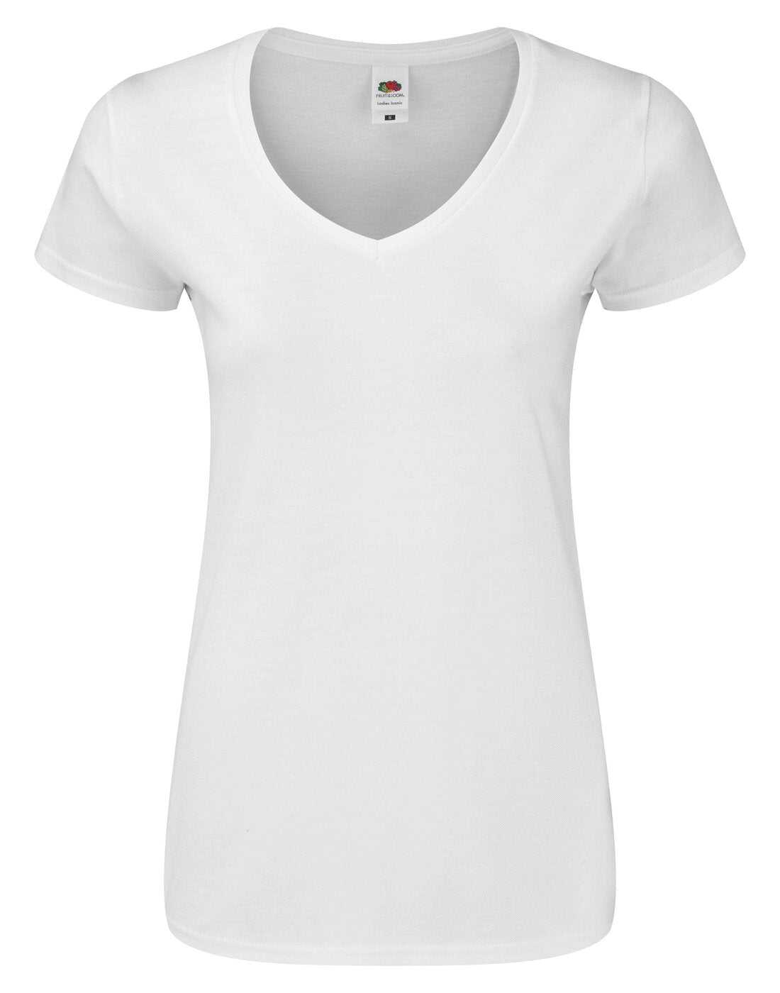 Fruit of the Loom Ladies Iconic 150 V Neck T - White