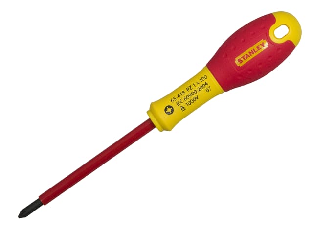 STANLEY FatMax VDE Screwdriver, Pozidriv Tip PZ0 x 75mm