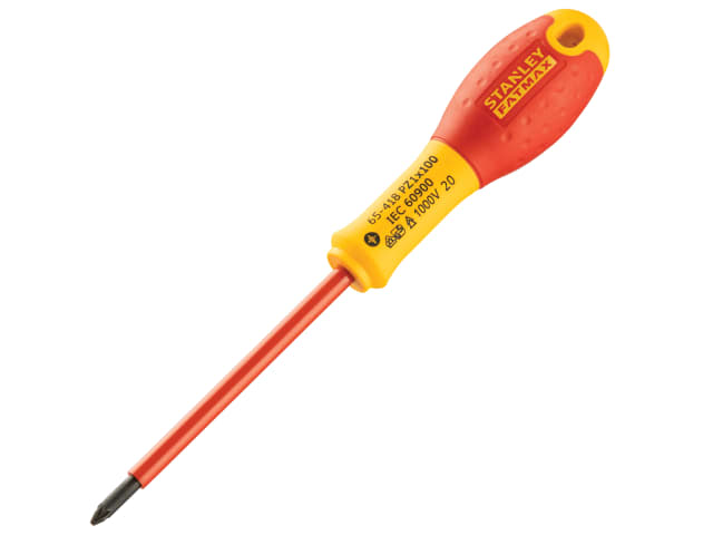 STANLEY FatMax VDE Screwdriver, Pozidriv Tip PZ1 x 100mm