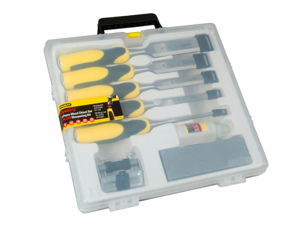STANLEY DYNAGRIP Chisel with Strike Cap Set, 5 Piece + Accessories