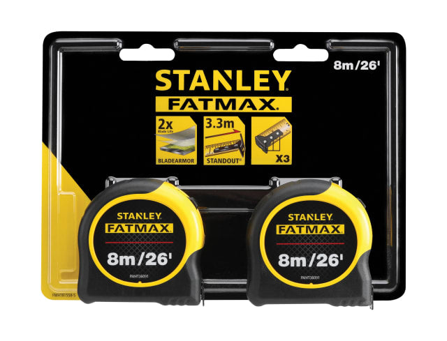 STANLEY FatMax Classic Tape Twin Pack 8m/26ft (Width 32mm)