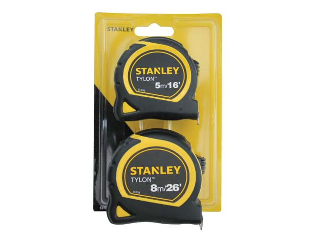 STANLEY Tylon Pocket Tapes 5m/16ft + 8m/26ft (Twin Pack)