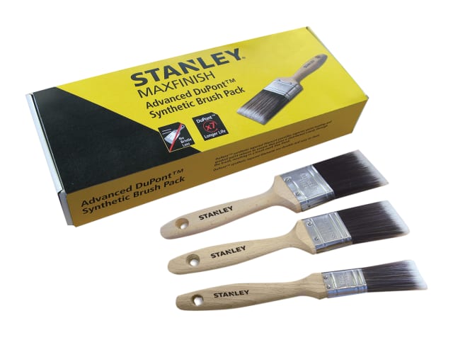 STANLEY MAXFINISH Advanced Synthetic Paint Brush Set of 3 25 38 & 50mm