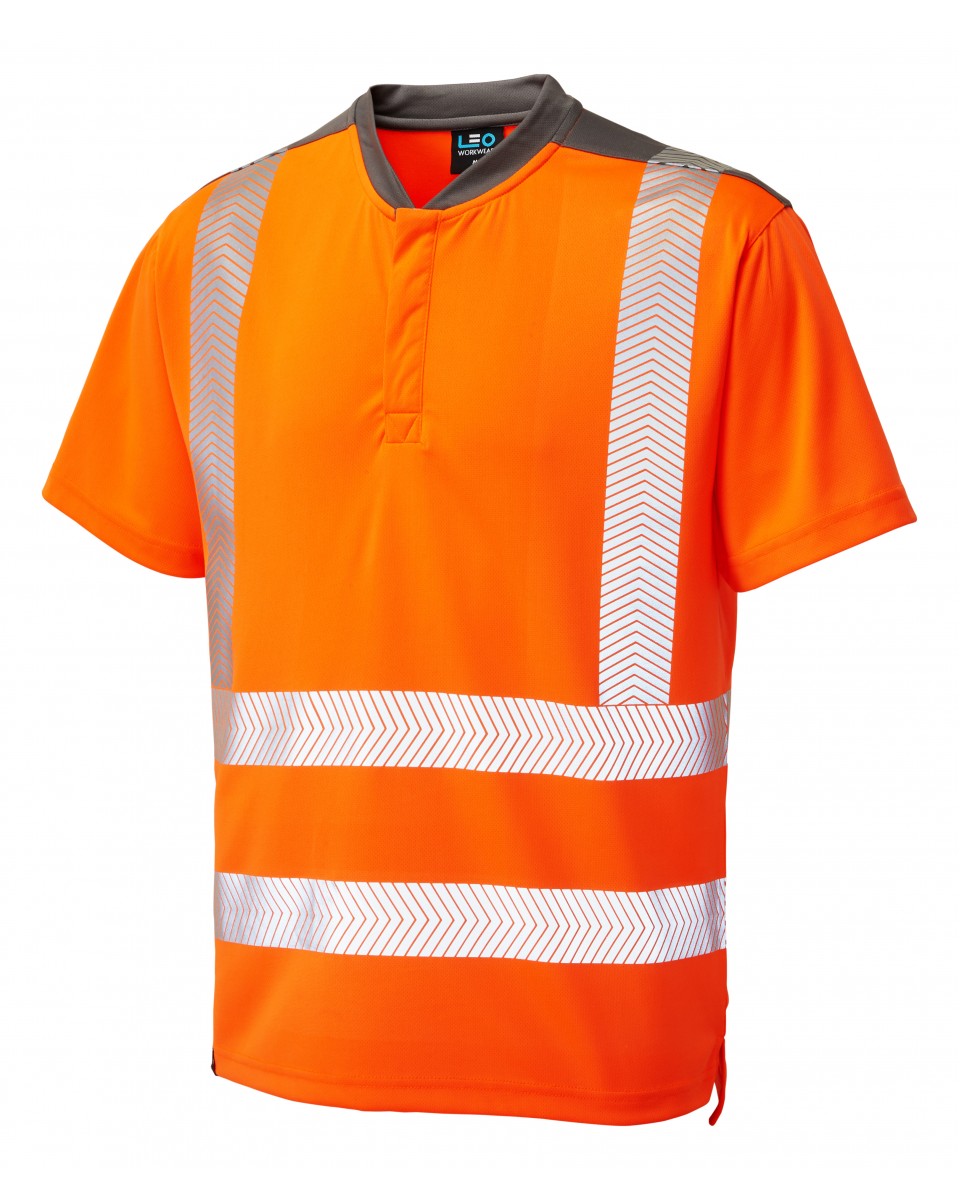 Leo Workwear Putsborough Iso 20471 Cl 2 Performance T-Shirt - Hv Orange