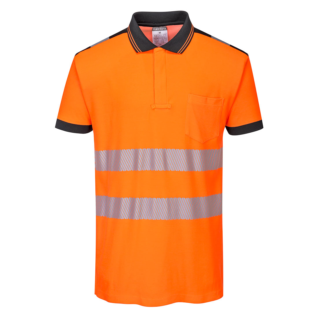 Portwest PW3 Hi-Vis Cotton Comfort Short Sleeve Polo Shirt - Orange/Yellow - T180