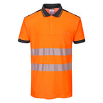 Portwest PW3 Hi-Vis Cotton Comfort Short Sleeve Polo Shirt - Orange/Yellow - T180 - thumbnail 1