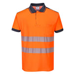 Portwest PW3 Hi-Vis Cotton Comfort Short Sleeve Polo Shirt - Orange/Yellow - T180 - thumbnail 2