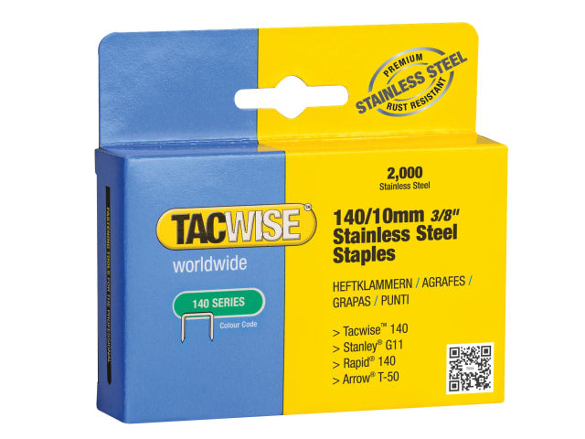 Tacwise 140 Series Stainless Steel Staples 10mm (Pack 2000)