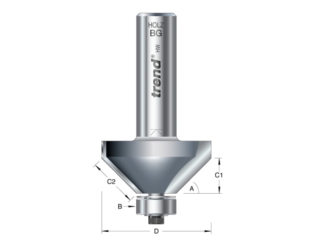 Trend 45° Bearing Guided Chamfer Cutter 46/360 x 1/2 35.1 x 12mm