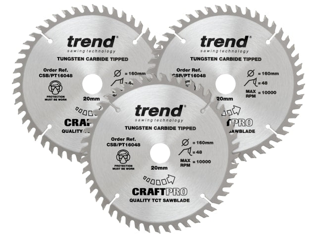 Trend CraftPro Panel Trim Saw Blade 160 x 20mm x 48T (Pack 3)