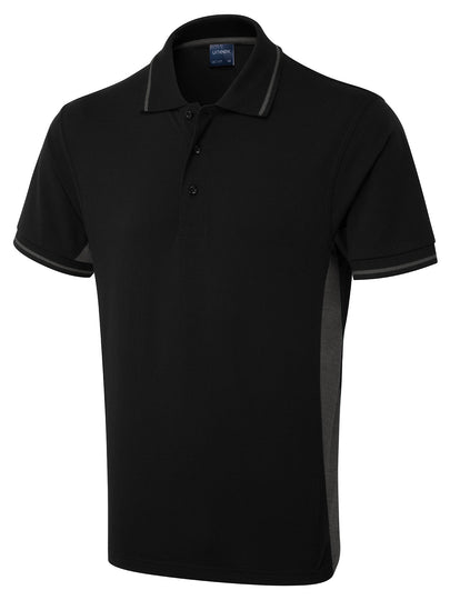 Uneek Two Tone Polo Shirt UC117 - Black/Charcoal