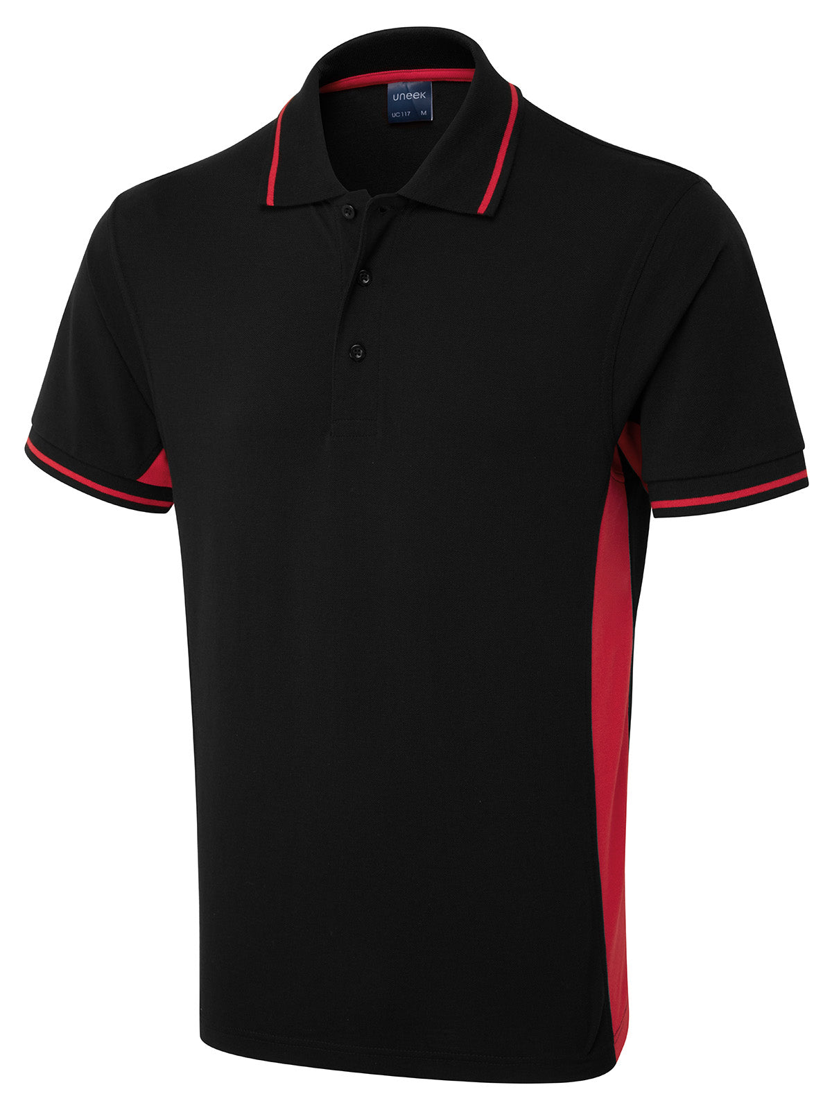 Uneek Two Tone Polo Shirt UC117 - Black/Red