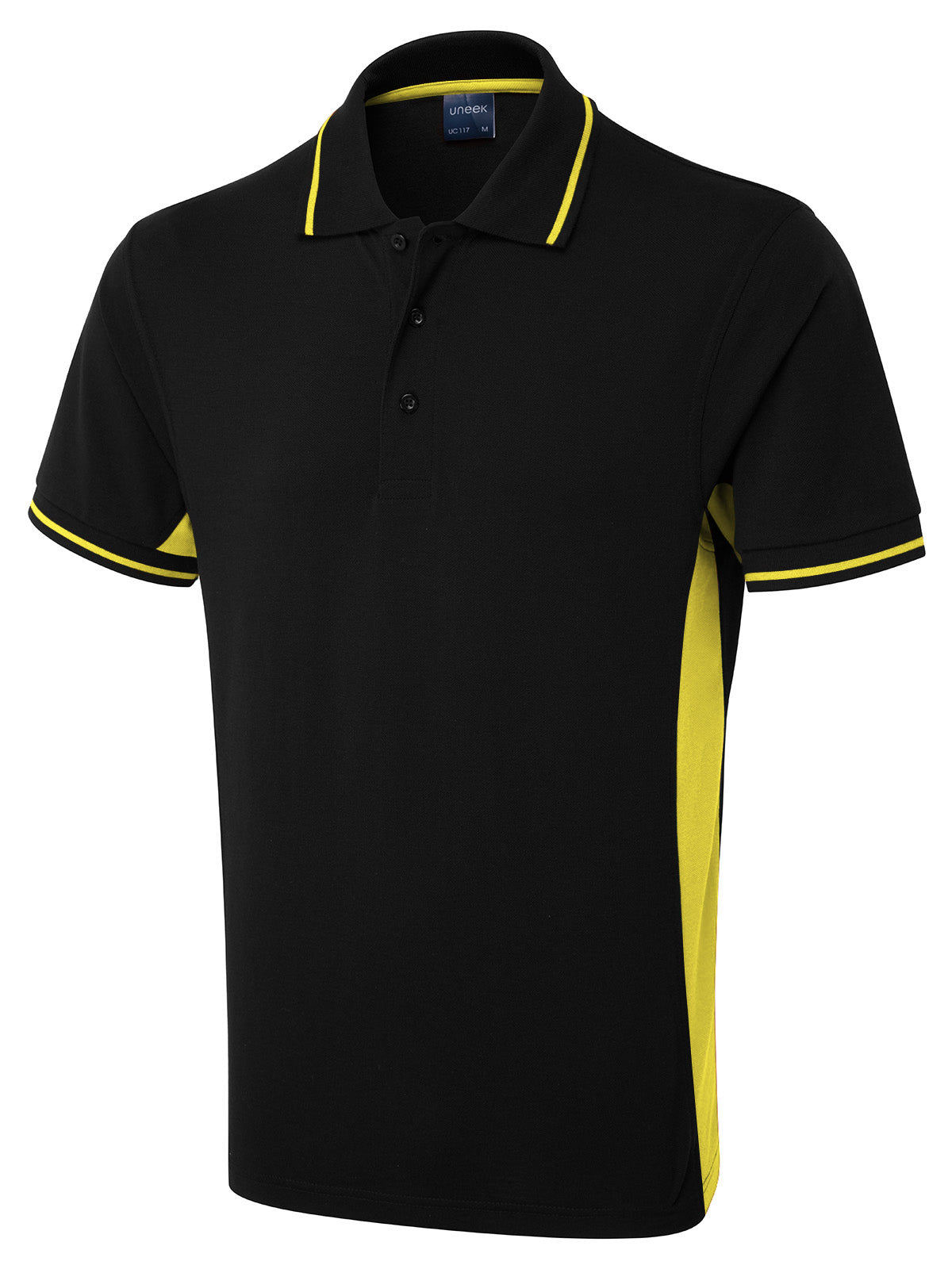 Uneek Two Tone Polo Shirt UC117 - Black/Yellow