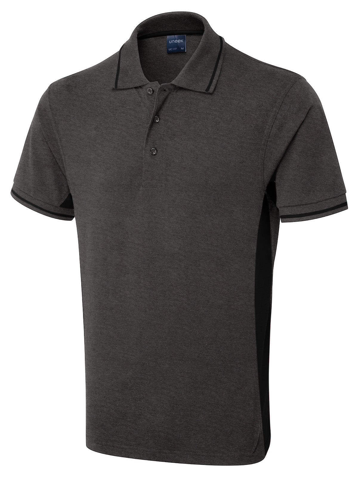 Uneek Two Tone Polo Shirt UC117 - Charcoal/Black