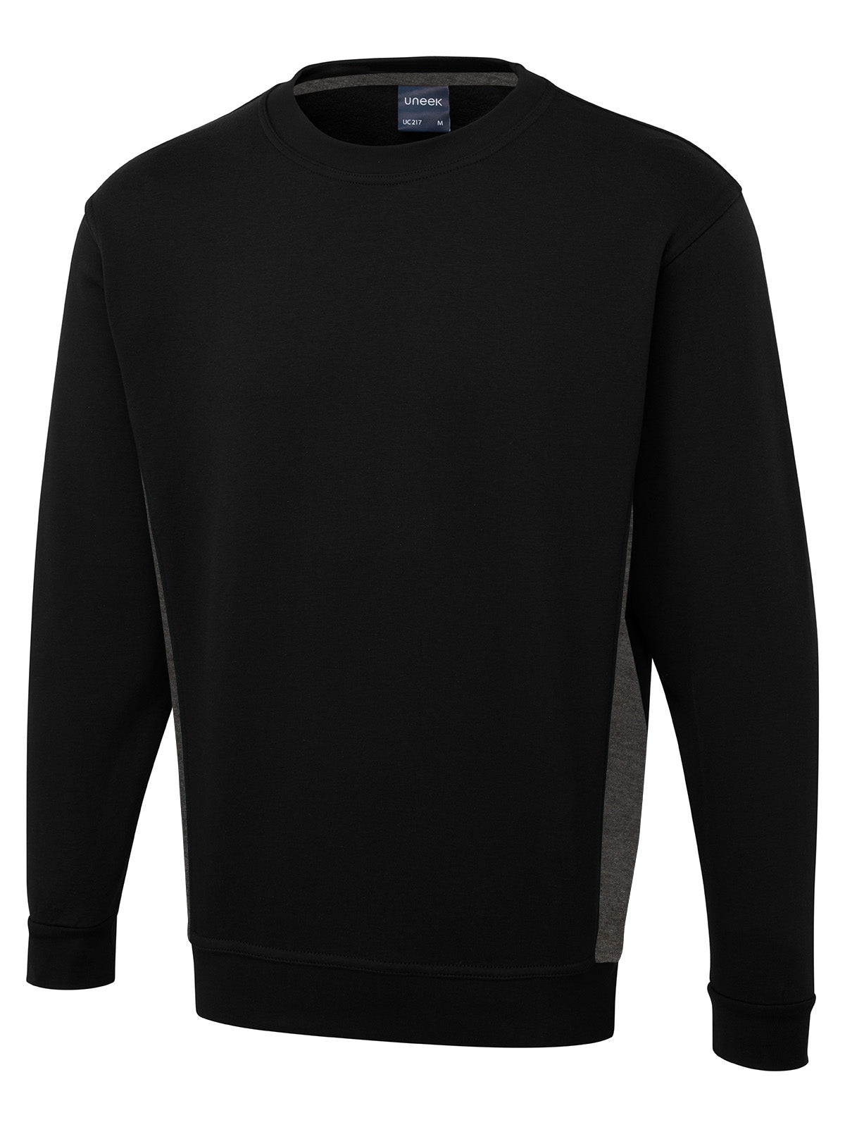 Uneek Two Tone Crew New Sweatshirt UC217 - Black/Charcoal