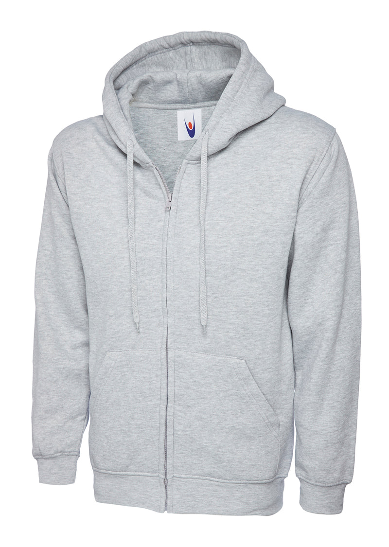 Uneek Adults Unisex Classic Full Zip Hooded Sweatshirt UC504 - Heather Grey
