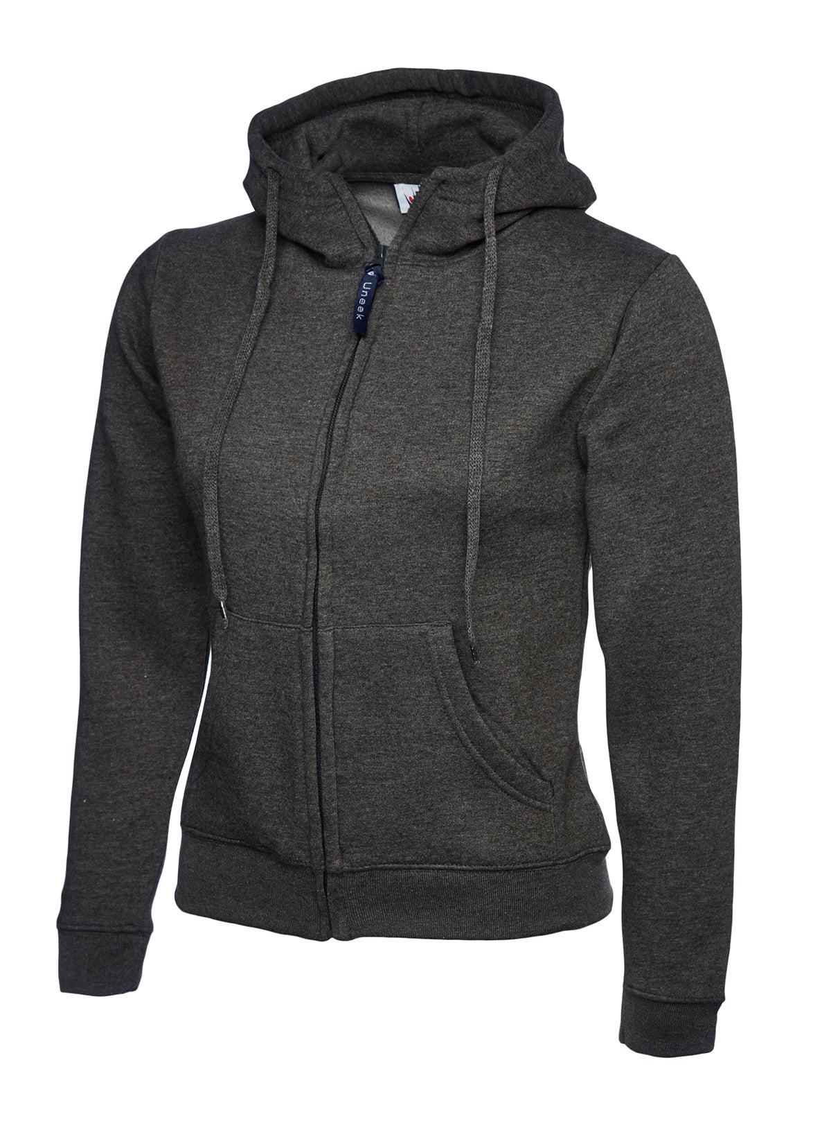 Uneek Ladies Classic Full Zip Hooded Sweatshirt UC505 - Charcoal