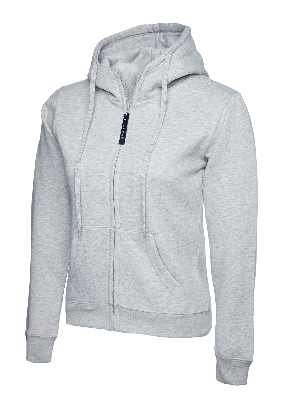 Uneek Ladies Classic Full Zip Hooded Sweatshirt UC505 - Heather Grey