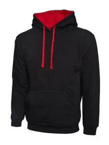 Uneek Contrast Hooded Sweatshirt UC507 - Black/Heather Grey