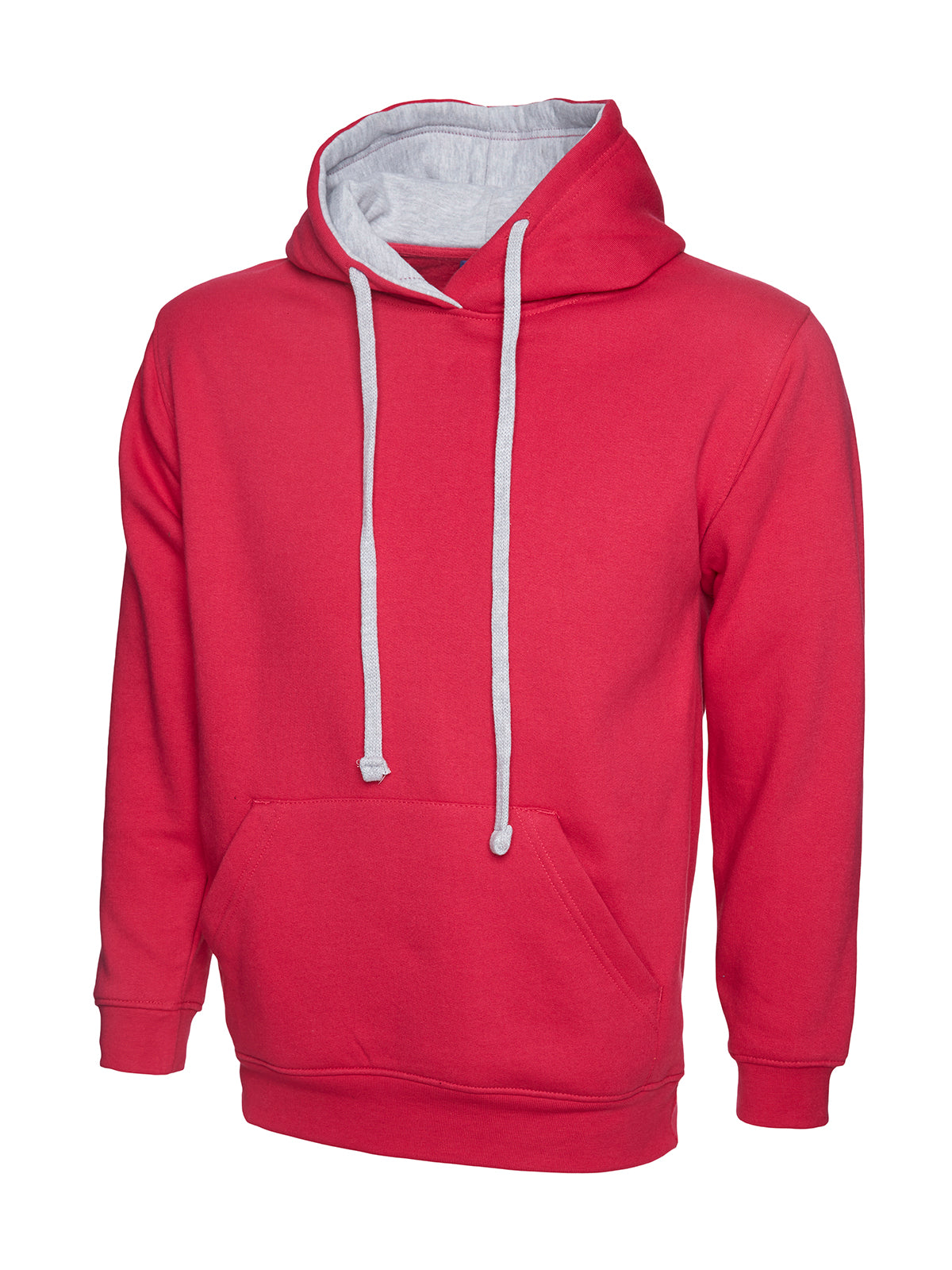 Uneek Contrast Hooded Sweatshirt UC507 - Fuchsia/Heather Grey
