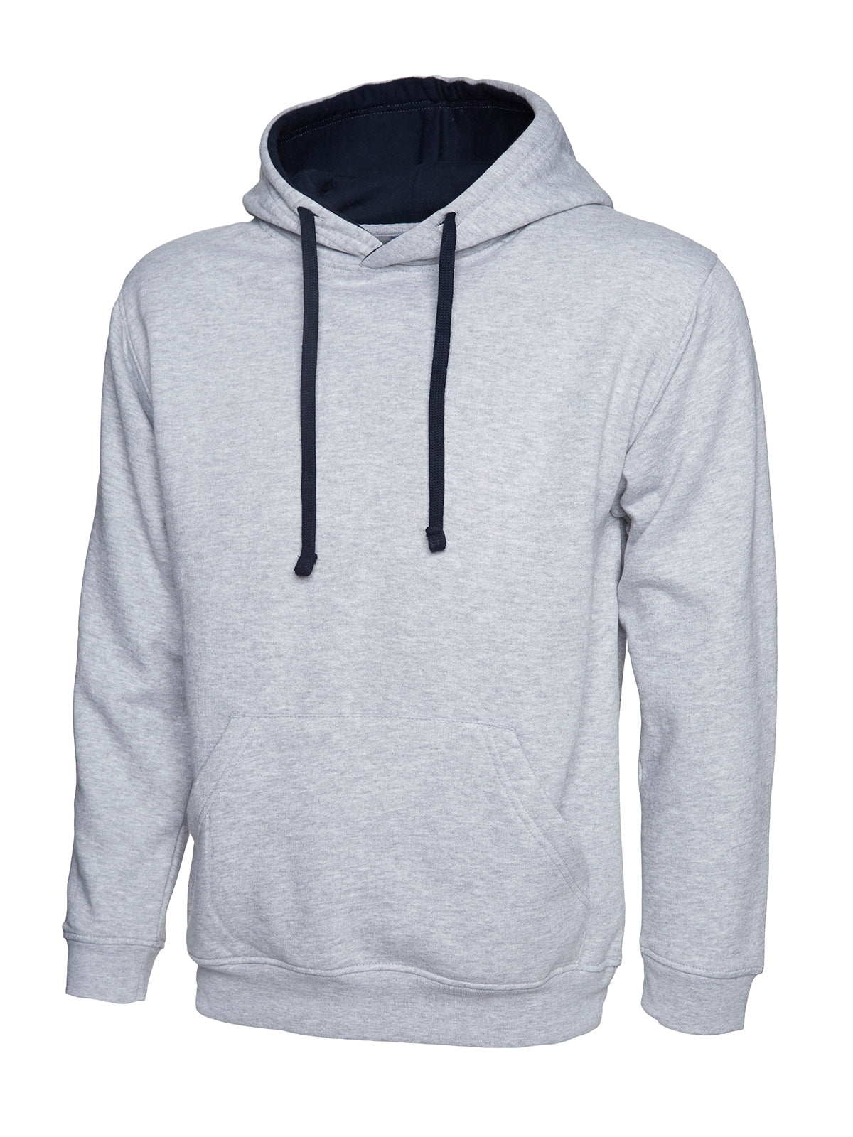 Uneek Contrast Hooded Sweatshirt UC507 - Heather Grey/Navy