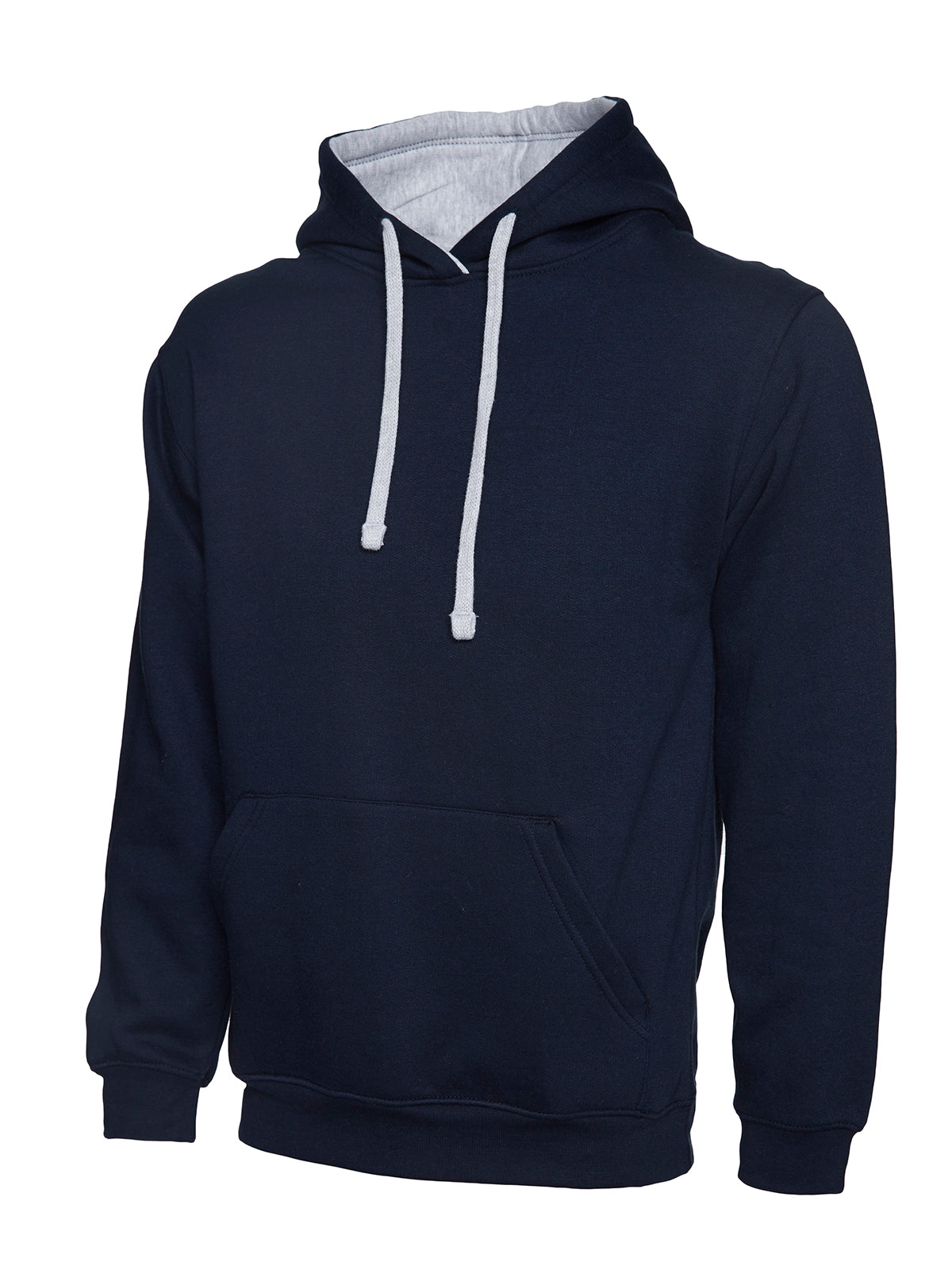 Uneek Contrast Hooded Sweatshirt UC507 - Navy/Heather Grey
