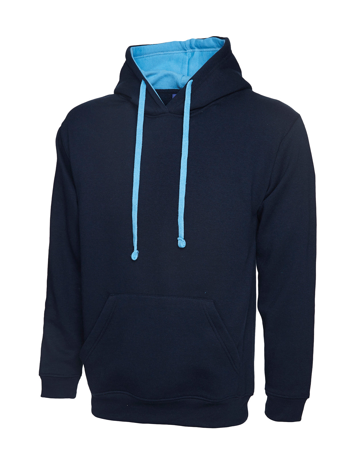 Uneek Contrast Hooded Sweatshirt UC507 - Navy/Sky