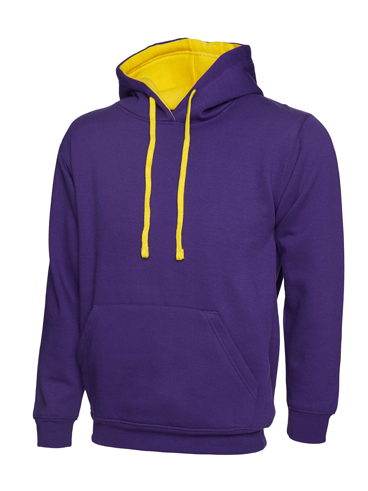 Uneek Contrast Hooded Sweatshirt UC507 - Purple/Yellow