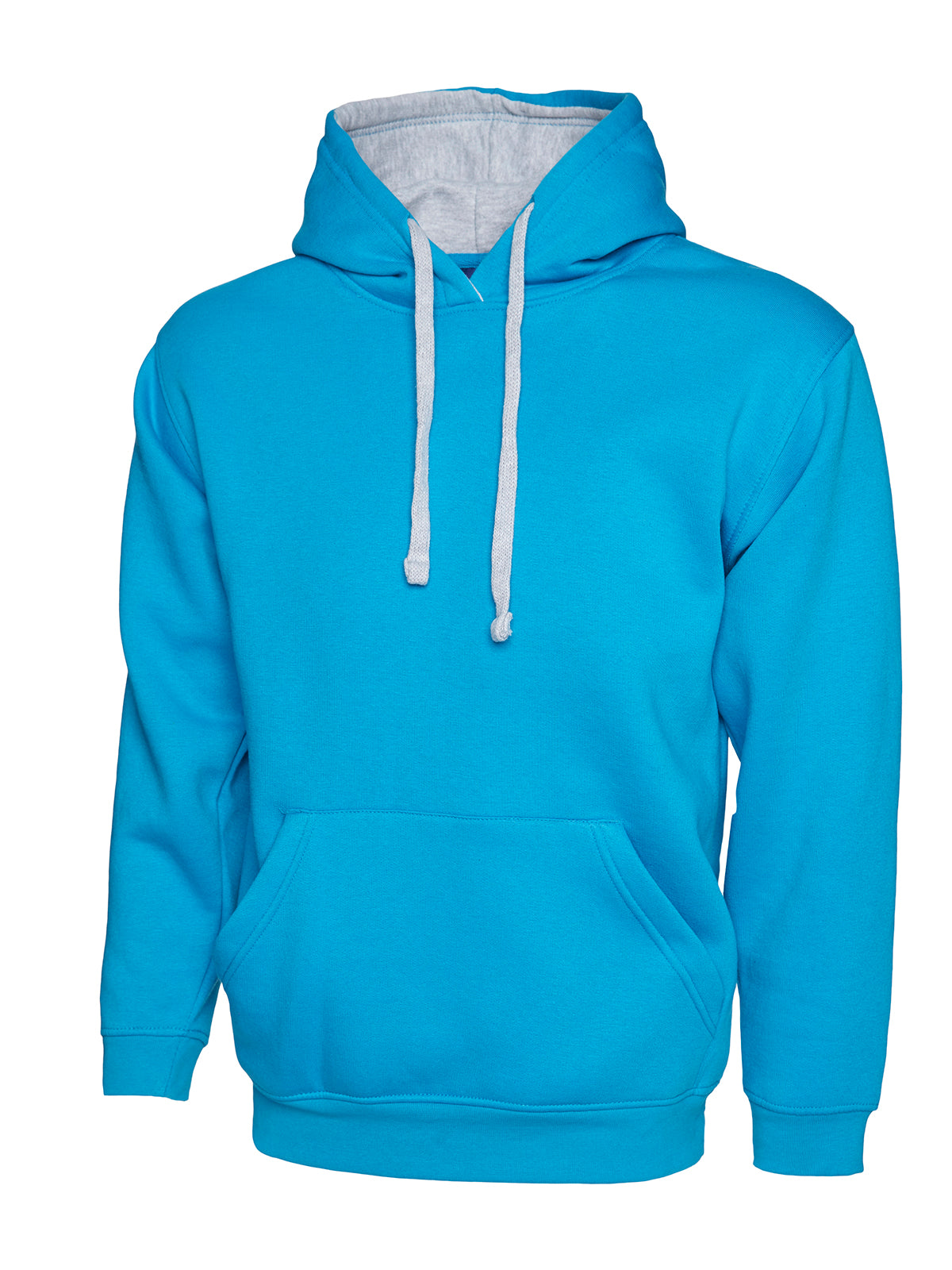 Uneek Contrast Hooded Sweatshirt UC507 - Sapphire/Heather Grey