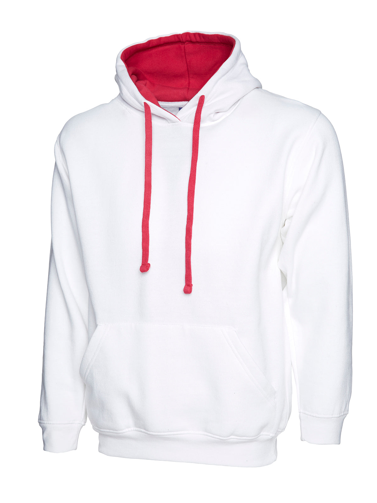 Uneek Contrast Hooded Sweatshirt UC507 - White/Fuchsia