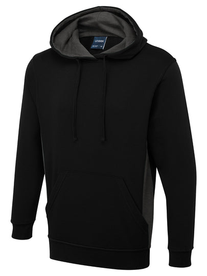 Uneek Two Tone Hoodie UC517 - Black/Charcoal