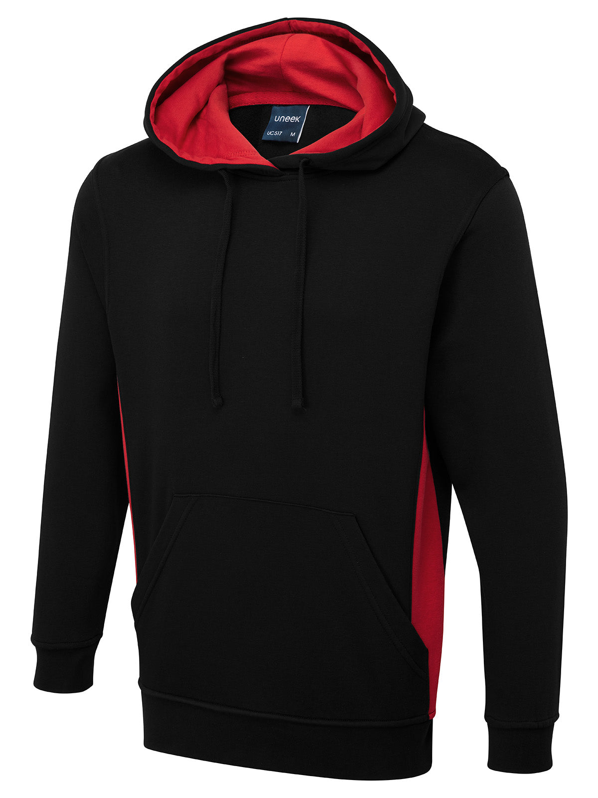 Uneek Two Tone Hoodie UC517 - Black/Red