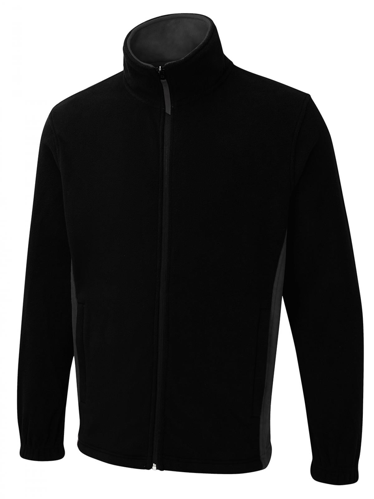 Uneek Two Tone Full Zip Fleece Jacket UC617 - Black/Charcoal
