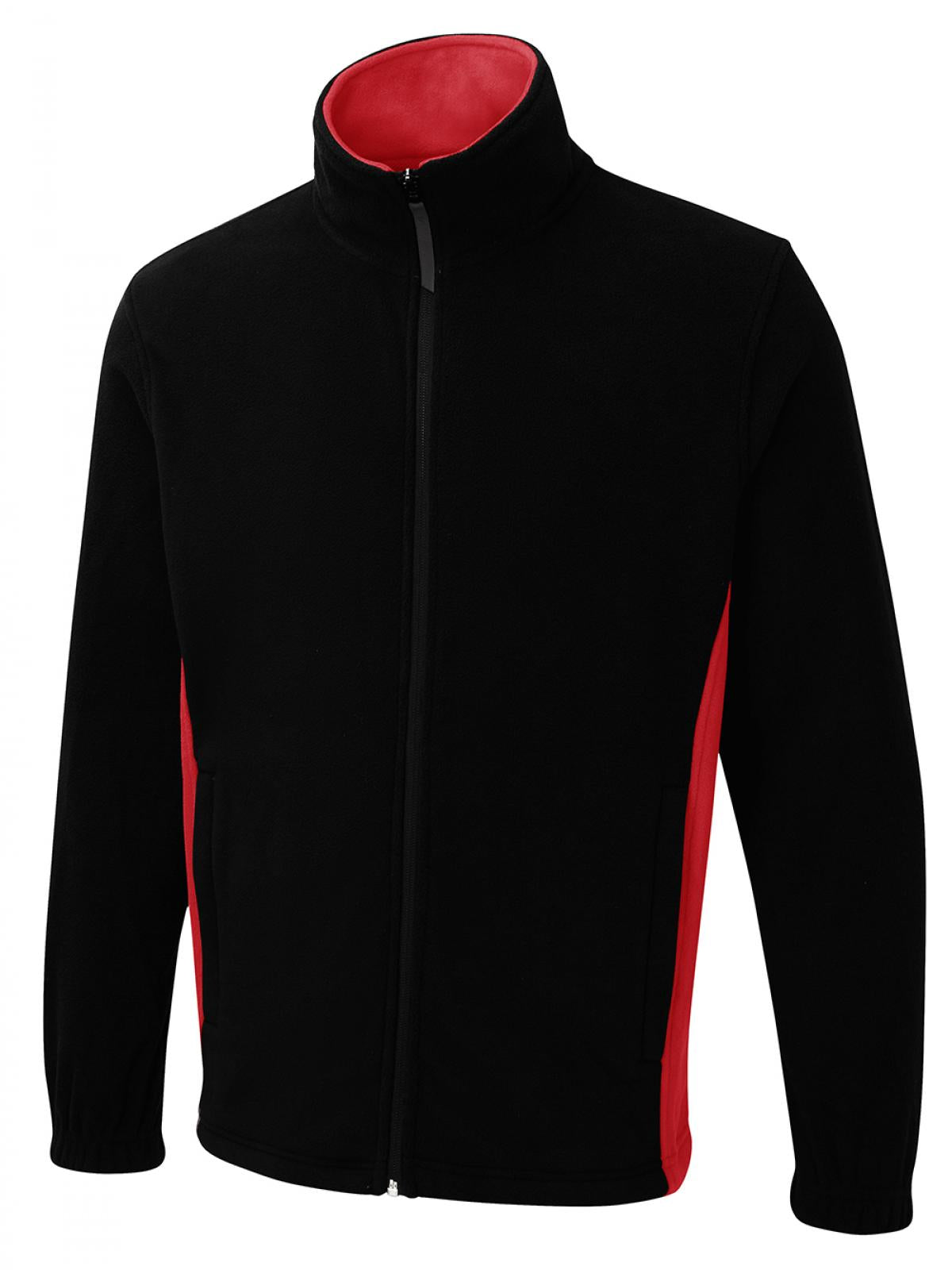 Uneek Two Tone Full Zip Fleece Jacket UC617 - Black/Red