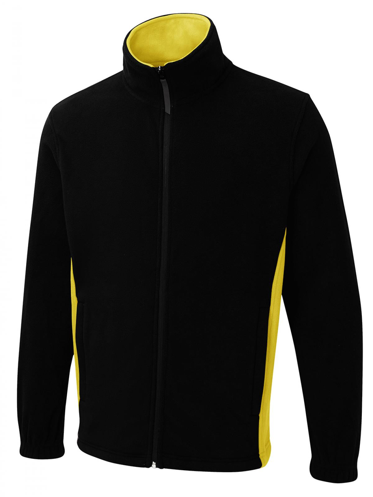 Uneek Two Tone Full Zip Fleece Jacket UC617 - Black/Yellow