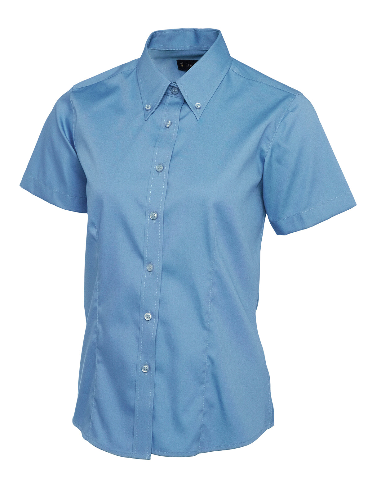 Uneek Ladies Pinpoint Oxford Half Sleeve Shirt UC704 - Mid Blue