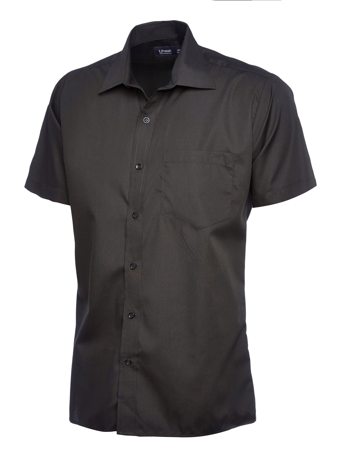 Uneek Mens Poplin Half Sleeve Shirt UC710 - Black