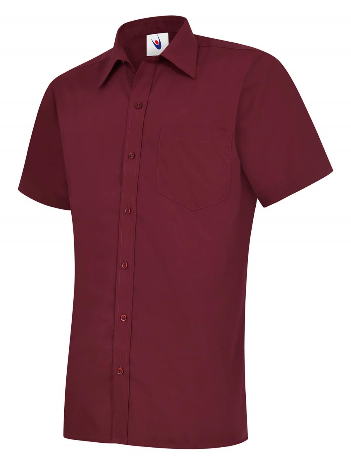 Uneek Mens Poplin Half Sleeve Shirt UC710 - Burgundy