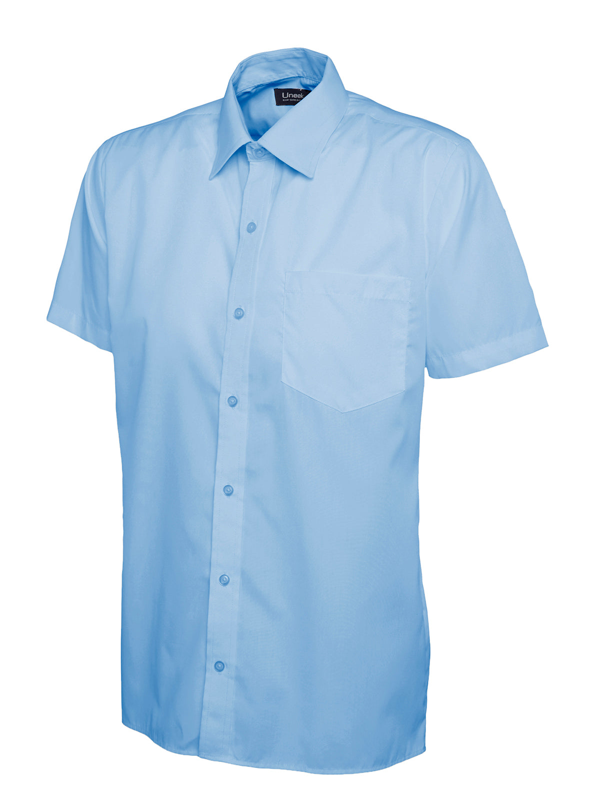 Uneek Mens Poplin Half Sleeve Shirt UC710 - Light Blue
