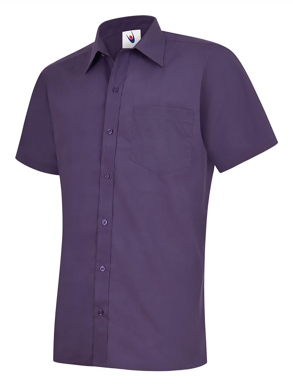 Uneek Mens Poplin Half Sleeve Shirt UC710 - Purple