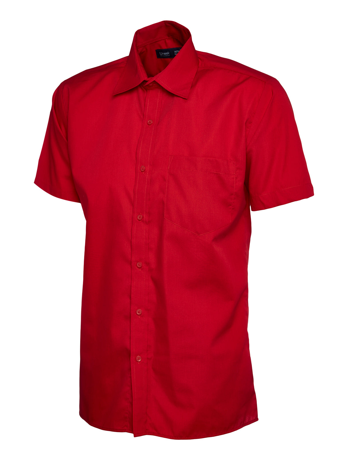 Uneek Mens Poplin Half Sleeve Shirt UC710 - Red