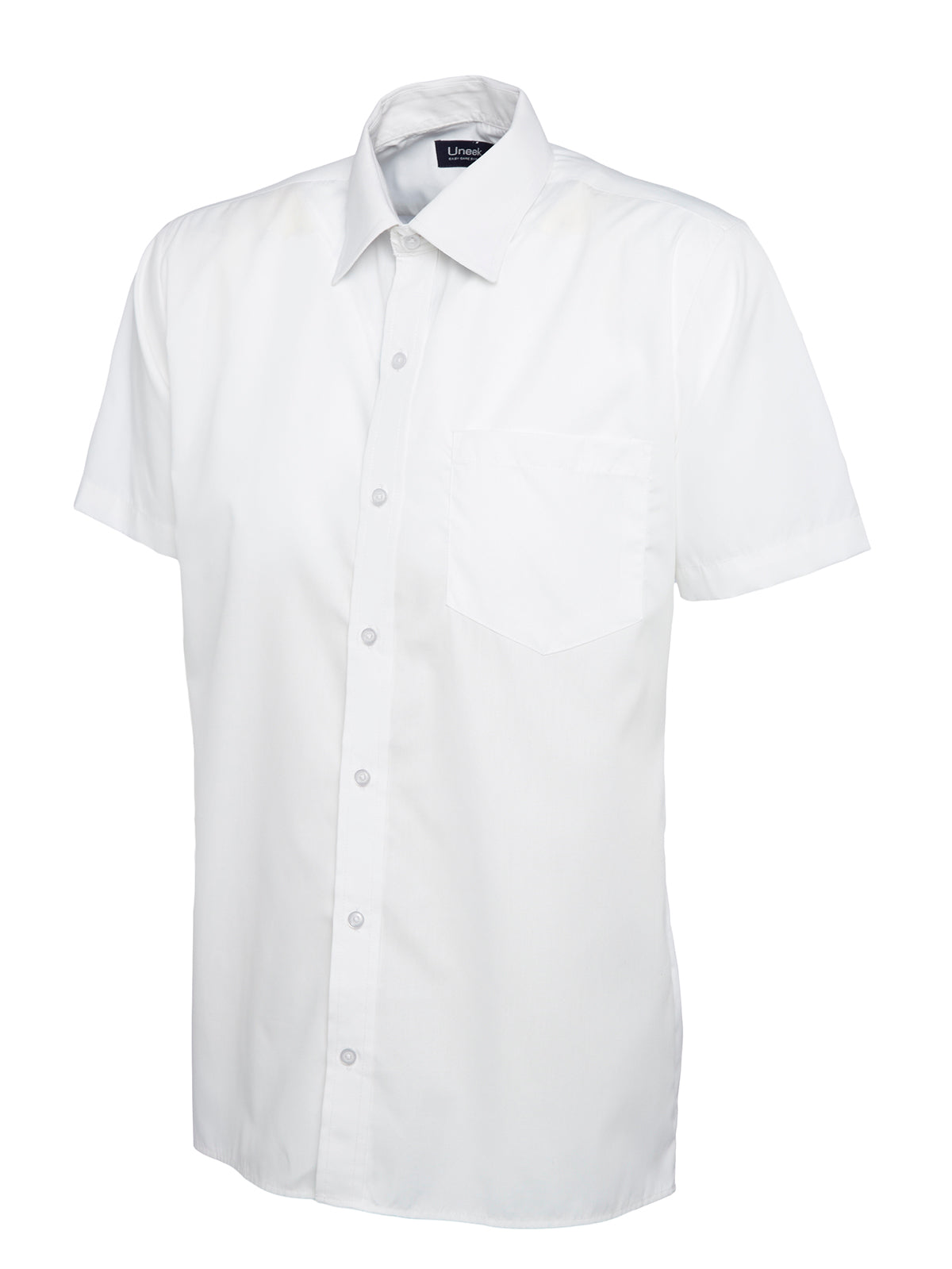 Uneek Mens Poplin Half Sleeve Shirt - White