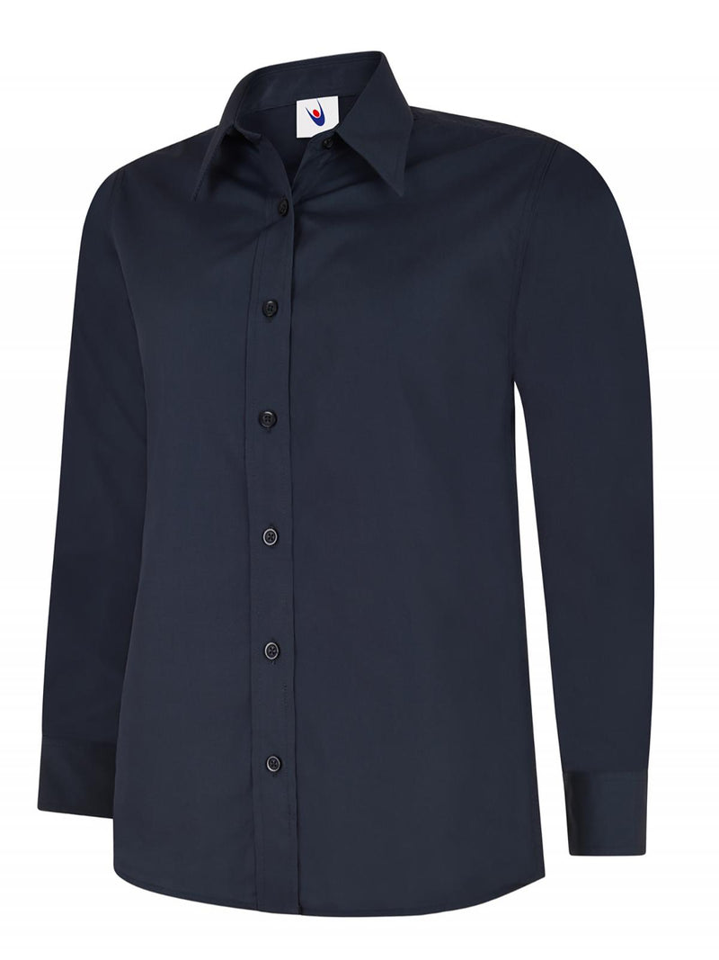 Uneek Ladies Poplin Full Sleeve Shirt UC711 - Navy